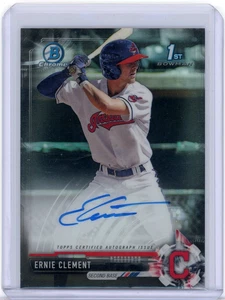 /75 2017 Bowman Chrome Draft Ernie Clement 1st Bowman refractor negro automático - Imagen 1 de 2
