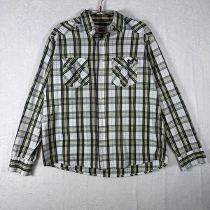 Phat Farm Herren Kariertes Hemd Medium Gelb Grau Weiß Kariert Top Zustand - Bild 1 von 6