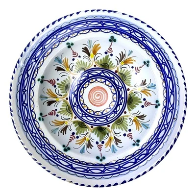 Vibrante Hermosa Cerámica Española Pintada a Mano Firmada 8.25" Cuenco/Arte de Pared Foto 1 de 4