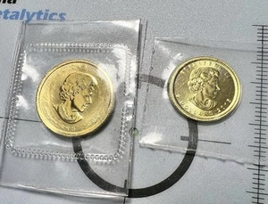 🔥🔥2 GOLD BU SEALED Sigma✅ Canada Maple Leaf Coins: 2009 1/4 oz & 2015 1/10 oz - Picture 1 of 14