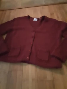 Handgewebte Strickjacke Pullover Leon Levin Damen L Cranberry Knopfleiste Acryl - Bild 1 von 11