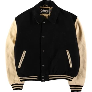 Vintage 80'S-90'S Schott Wool Stadium Jacket with Back Logo and Leather Slee... - Picture 1 of 20
