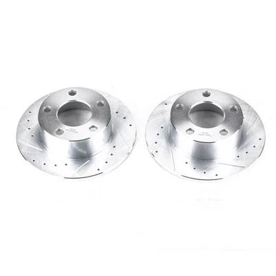 PowerStop Evolution Drilled Slotted Rotors Pair Rear For Audi A6 Quattro - Image 1 of 3