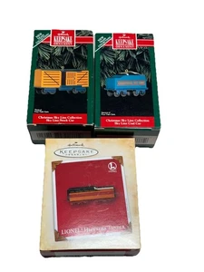 Lote de 3 adornos de tren de recuerdo de sello vintage diecast Lionel Hiawatha Tender - Imagen 1 de 13