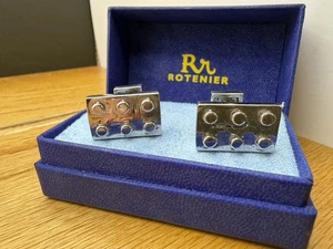 Designer Robin Rotenier Cufflinks Sterling Silver Vintage Lego Building Blocks - Picture 1 of 5