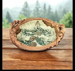 Ceramic decorative bowl with pine cone design by Ellen Evans - Picture 1 of 9