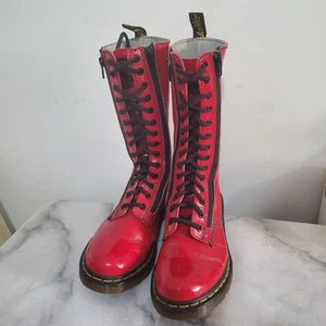 Dr Martens Red Patent Leather UK5 US7 DoubleZip 14Hole 9733 AW501 (Read Descrip) - Picture 1 of 18
