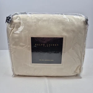 Ralph Lauren Wharton Floral Panne King Bettdecke Bettbezug Elfenbein Jacquard Vintage - Bild 1 von 9