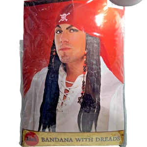 Kostüme USA rot Piraten Bandana Mütze mit Dreads Dreadlocks Halloween Kostüm Perücke - Bild 1 von 4