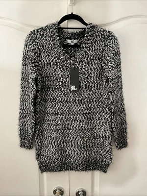 Be You (Frasers) Eyelash Knitted Jumper Black White Marl V Neck Size 8/10 RP£30 - Image 1 of 4