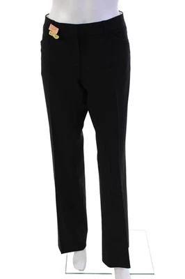 Pantalón Elie Tahari Mujer Lana A Medida Pierna Ancha Cremallera Mosca Negro Talla 6 Foto 1 de 4