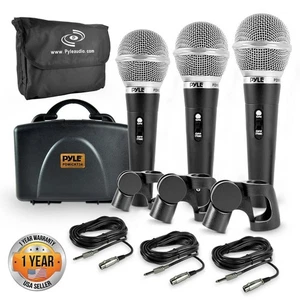 Pyle Dynamic Microphone Kit 3 Professional Handheld Mics Wired PDMICKT34 - Picture 1 of 9