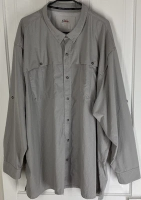 Camisa de pesca gris manga larga con botones World Wide Sportsman Big&Tall para hombre 4XL) Foto 1 de 4