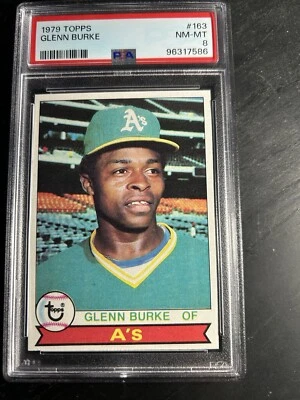 1979 Topps #163 Glenn Burke PSA 8 Oakland A's - Image 1 of 2