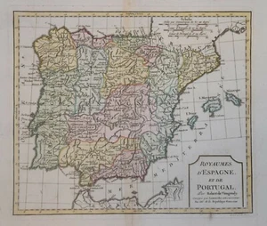SPANIEN UND PORTUGAL - ESPAGNE ET DE PORTUGAL VON ROBERT DE VAUGONDY UM 1804. - Bild 1 von 1
