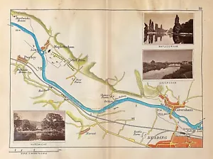River Thames map 1885 Purley and Mapledurham to Caversham and Reading by Taunt - Picture 1 of 3