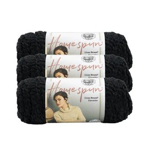 (3 Pack) Lion Brand Yarn 790-373 Homespun Yarn, Black - Picture 1 of 6