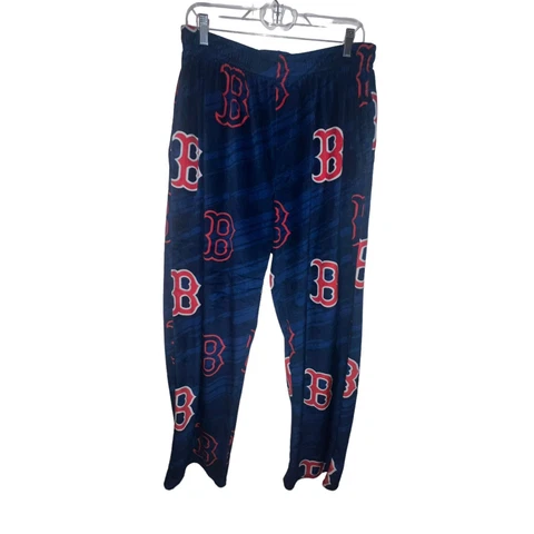 BOSTON RED SOX Fleece Lounge Pajama Pants Mens Size XL Drawstring Blue Red Logo Cover