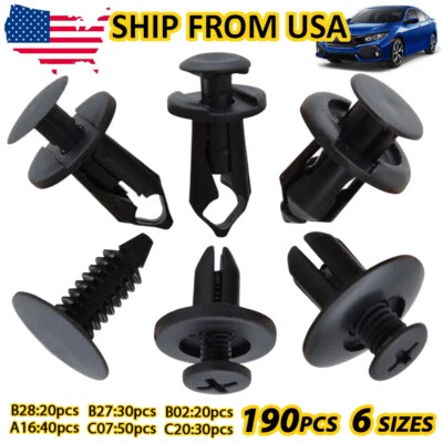Auto Rivets Retainer Panel Bumper Hood Door Fastener Car Trim Clips 190X 6-Size - Imagem 1 de 4