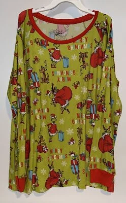 Unisex Dr. Suess The Grinch Mens & Womens Pajama Top  Long Sleeve Size: XL - Image 1 of 3