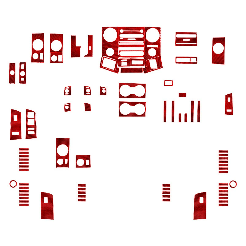 Red Carbon Fiber Interior Full Set Cover Trim For Ford F-250/350/450/550/650/750 Foto 1 de 4