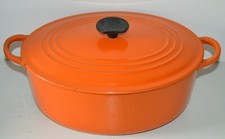 Ancienne cocotte fonte émaillée F LE CREUSET orange vintage retro