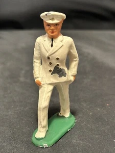 BARCLAY 1930's Dimestore Lead Toy Soldiers RARE#B54 Naval Officer TIN HAT Manoil - Picture 1 of 3