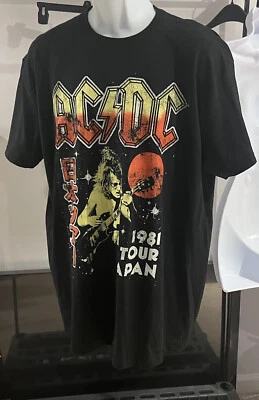 Shirt Adult XL Concert Rock AC/DC Front Back Graphic Live in Japan 1981 Black - Image 1 of 4