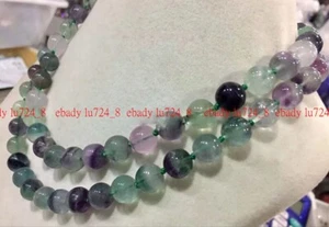 Natural Multicolor Fluorite Round Gemstone Beads Jewelry Necklace 14-36'' 6-12mm - Picture 1 of 12