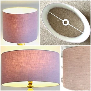 Lilac Linen Oval Fabric Lampshade. Table Lamp or Ceiling. W: 14" D: 9.5" H: 7.5" - Picture 1 of 11