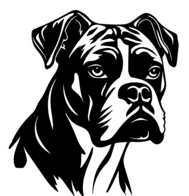 SIGNAGE CAFE Boxer Dog 5" Black Vinyl Decal Car Truck Windows Laptop Tablet Tumbler