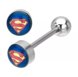 Superman Tongue Ring Stainless Steel Body Jewelry - 14 Gauge - US Shipping - Picture 1 of 12