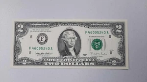 1995 2 DOLLAR BILL SERIES F Federal Reserve Note - Picture 1 of 2