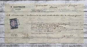 1878 Transportschein Hartmann Rouen Copenhague Schiff Louise Stempelmarke Papier - Bild 1 von 2