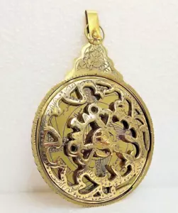Vintage Antique Brass Engraved Astrolabe Arabic Islamic Calendar Handmade 5" - Picture 1 of 4