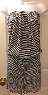 Mono a Rayas Mameluco CYNTHIA ROWLEY Negro Blanco Malla Sin Tirantes Cubierta de Natación L Foto 1 de 4