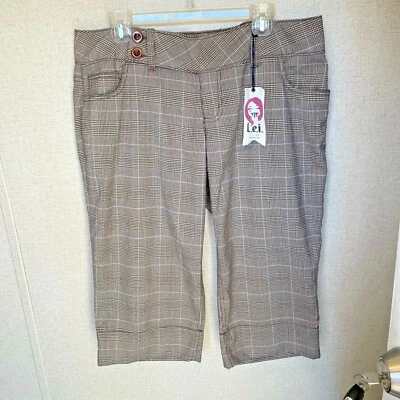 L.e.i. Lei Mujer 16 Lujo Pantalón Pantalones Pedal Empujador Bragas Aldabas Cuadros Foto 1 de 4