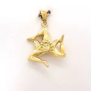 18K Gold Vermeil Sterling Sicilian Trinacria Medusa Italy Charm Pendant New - Picture 1 of 7