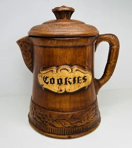 Vtg Treasure Craft Large Brown Pitcher Kettle Ceramic Cookie Jar 12" Tall MCM - Picture 1 of 11