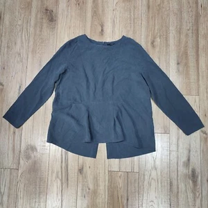 Cos Grey 100% Silk Pleat Fold Back Slit Long Sleeve Top • 40 14 - Picture 1 of 10