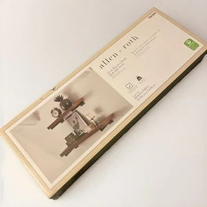 Allen + Roth 24" Floating Dark Oak Wall Shelf W Bracket 23.6" x 8.25" x 3.5" NEW - Picture 1 of 3