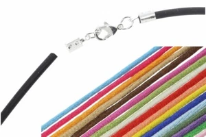  Plata brillante - Collar de cinta de seda Roma 3 mm selección de color - VS184 mosquetón 3 - Imagen 1 de 19