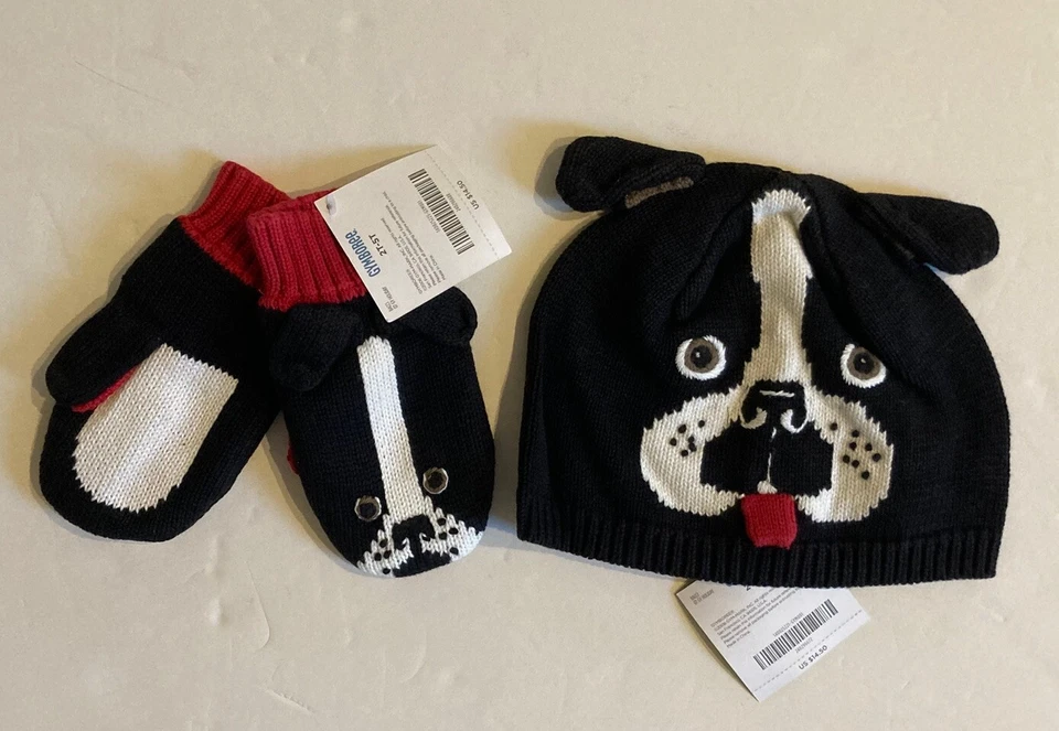 Новый с Ярлыками Gymboree пожарной части гончие 2T-5T бостон терьер собаки свитер шляпа и варежки - Изображение 1 из 1