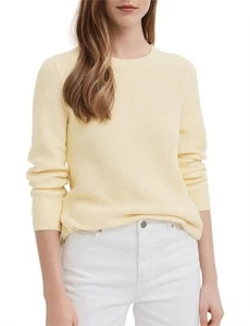Witchery Yellow Waffle Knit Jumper Size L Cotton Wool Blend Curve Hem Womens - Picture 1 of 12