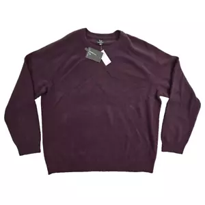 Pull Magaschoni homme 3XL marron pull 100% laine d'agneau col rond académique - Photo 1/16