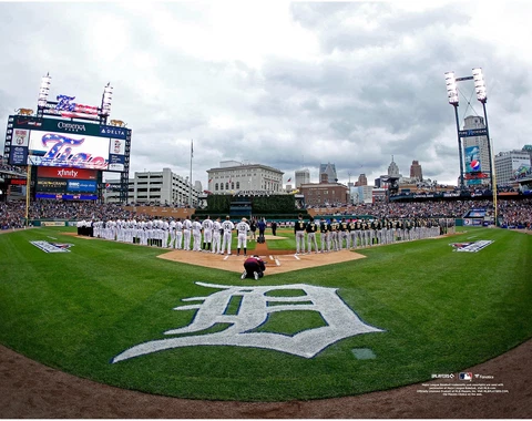 Comerica Park Detroit Tigers Unsigned National Anthem Field Level View Photo Cover