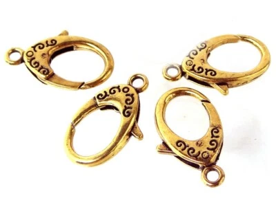 4 X-Large Antique Gold Pewter Lobster Claw Clasps 30x18mm  - Image 1 of 3