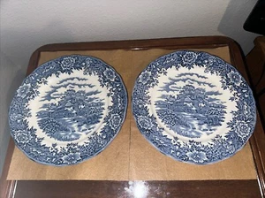 Colonial Village Plates Set of 2 Salem China Co. Olde Staff. English Ironstone - Picture 1 of 11