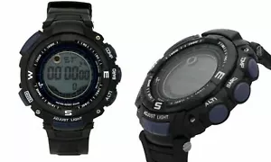 NEW Geneva Platinum 4561 Men's MARATHON Blue Accent Black Silicone Digital Watch - Picture 1 of 2