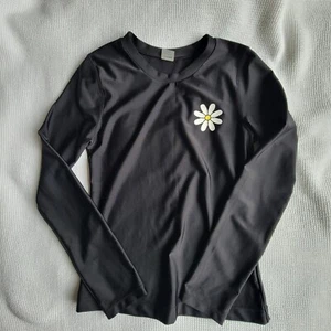 OLD NAVY Black Long Sleeve Rashguard Girls XL/14-16 Daisy Swim Athletic Graphic - Picture 1 of 5